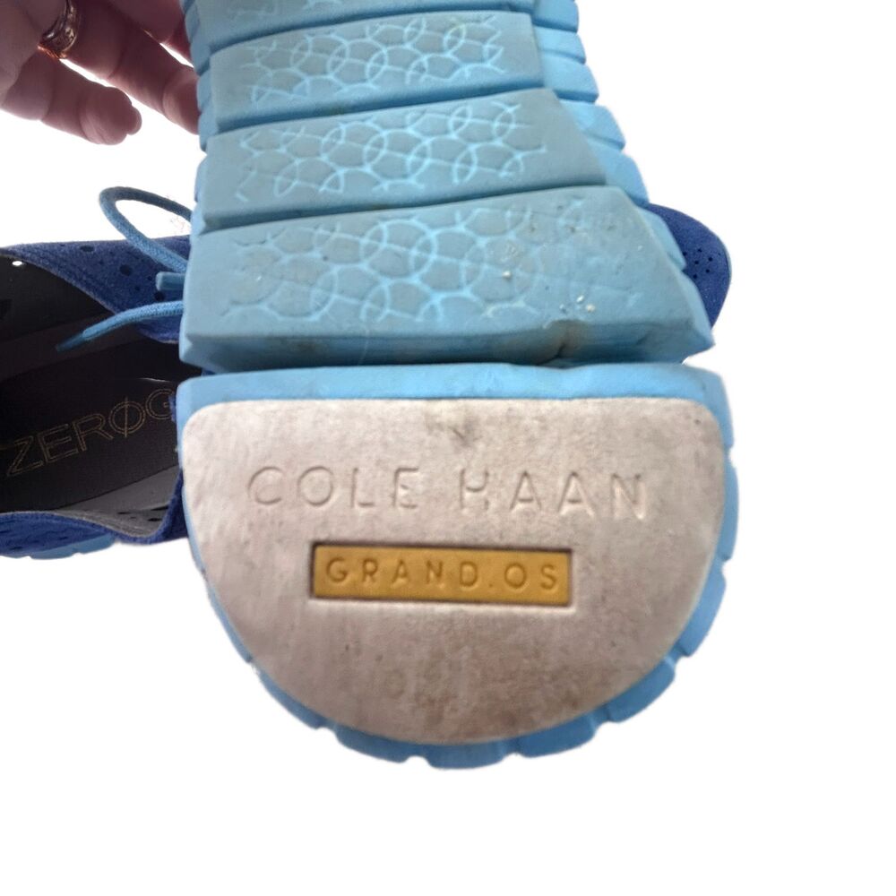 Cole Haan ZeroGrand Shoes Womens 8.5 B Blue Nubuck Leather Wingtip Sneakers - Picture 8 of 9